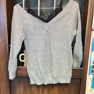 Chic Off-the-Shoulder Gray Sweater